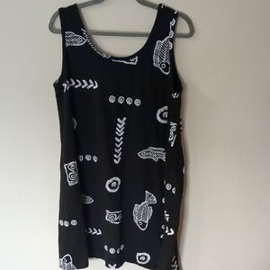 Black and White Patterned Dress Womens Xl BaBa Hawaii USA